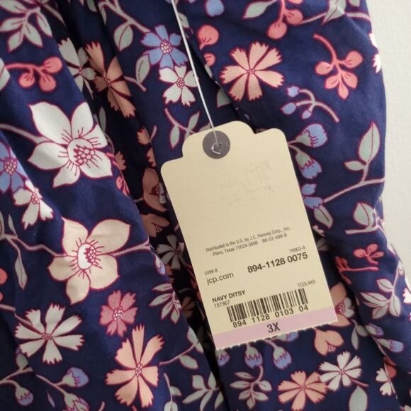 St John Bay Women's Size 3x Multicolored Floral Long Sleeve Blouse - Picture 5 of 8